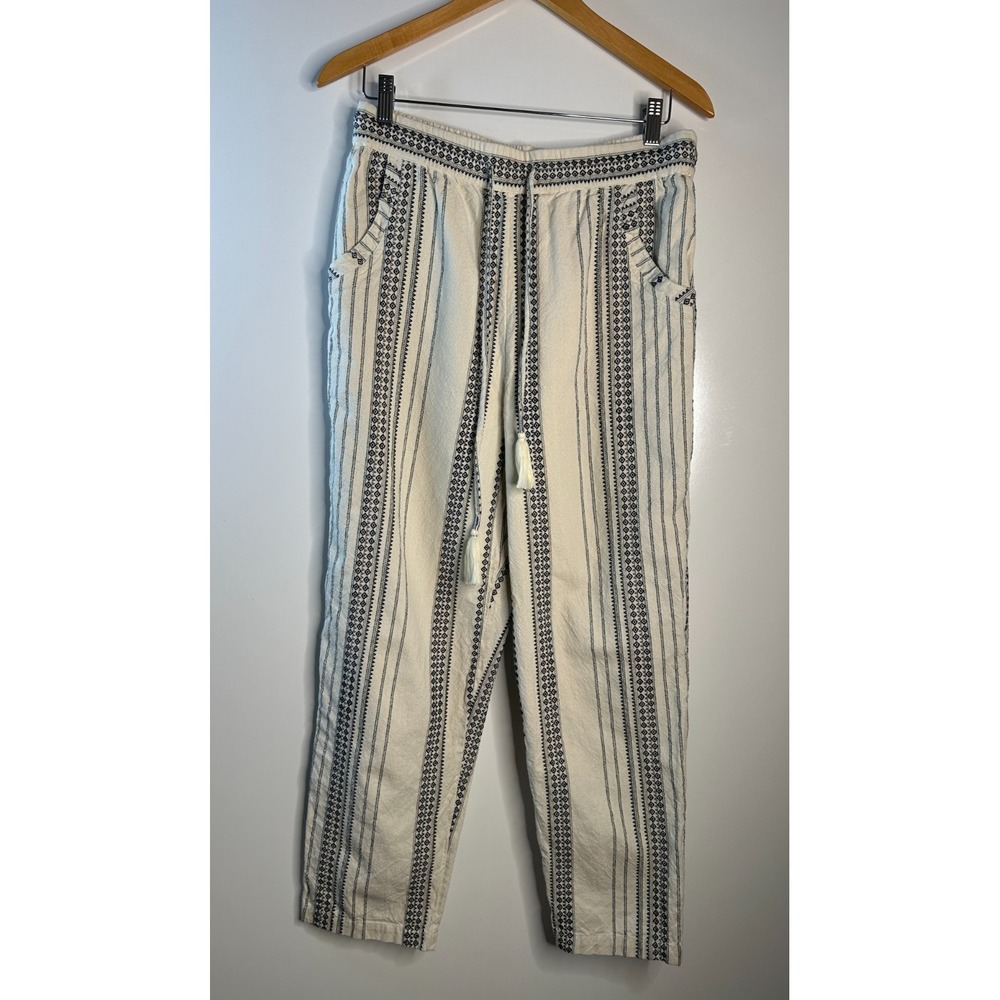 by Anthropologie Essential Beach Pant Cream Black Tribal Stripe Tassel Medium - Picture 15 of 15